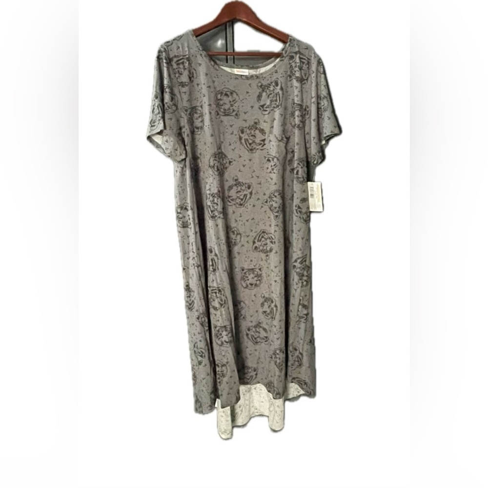 LuLaRoe Gray Tiger Patterned Carly Pocket Dress New With Tags 3XL